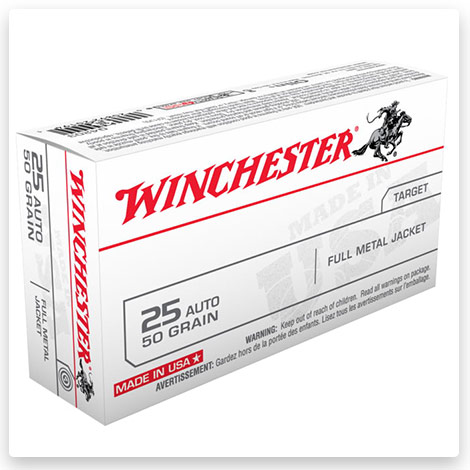 25 ACP – 50 Grain FMJ – Winchester = 50 Rounds