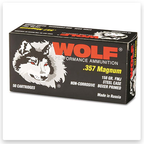 357 Magnum - 158 Grain FMJ Steel - Wolf Ammo