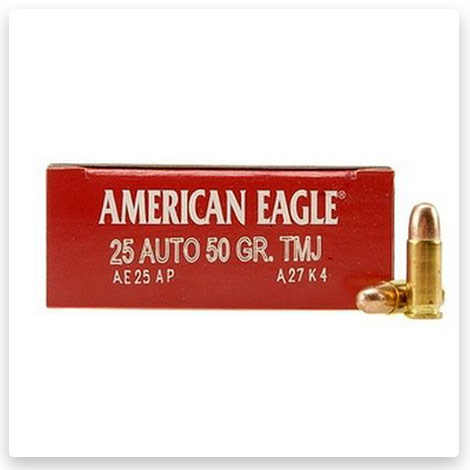 25 ACP - 50 Grain FMJ Brass Cased - Federal Premium