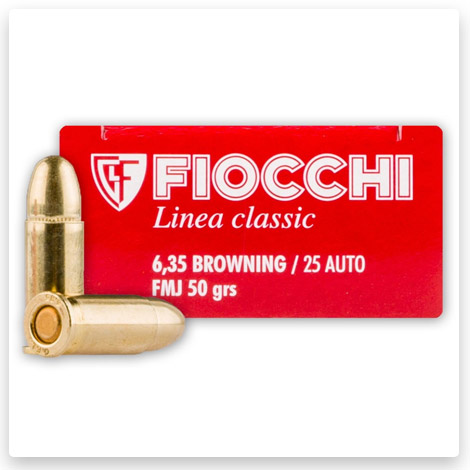 25 ACP - 50 Grain FMJ - Fiocchi