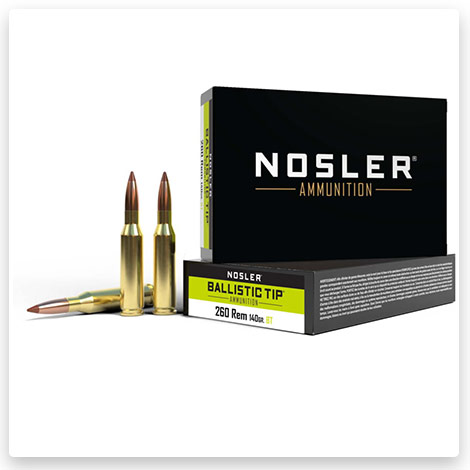 260 Remington - 140 Grain Ballistic Tip Brass Cased - Nosler