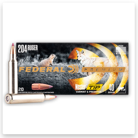 204 Ruger - 40 Grain Nosler Ballistic Tip - Federal V-Shok