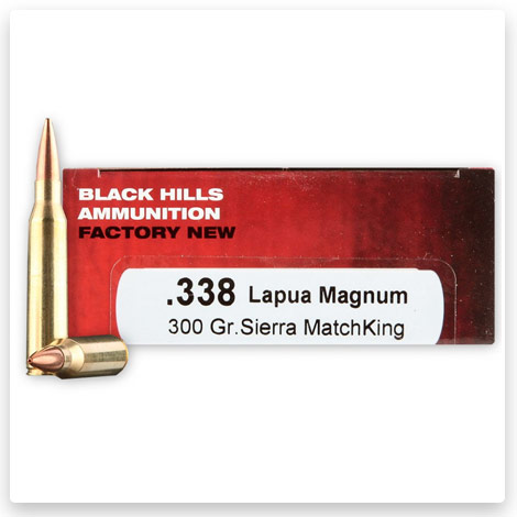 338 Lapua Mag - 300 Grain Sierra MatchKing HPBT - Black Hills 