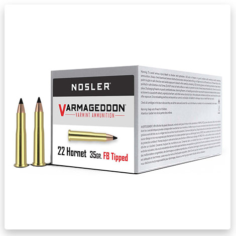 22 Hornet - 35 Grain Flat Base Tipped Brass Cased - Nosler