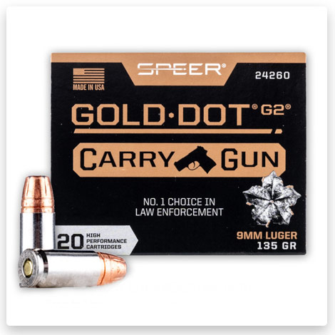 9mm - 135 Grain JHP - Speer Gold Dot G2 CarryGun