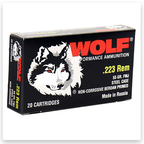 223 Remington - 55 Grain FMJ Bimetal - Wolf Ammo