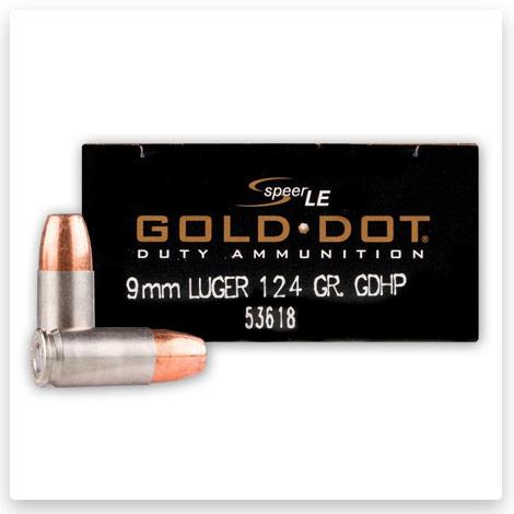 9mm - 124 Grain JHP - Speer Gold Dot - 1000 Rounds in Ammo Can. 