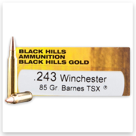 243 - 85 Grain Barnes TSX HP - Black Hills Gold