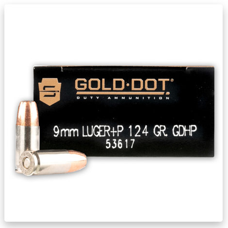 9mm Luger - +P 124 Grain HP - Speer LE Gold Dot