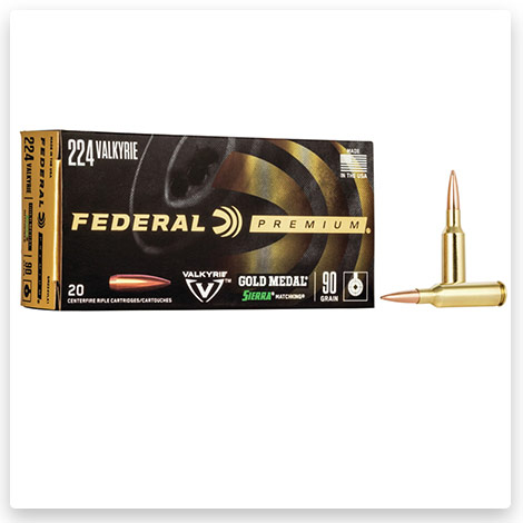 224 Valkyrie - 90 Grain Sierra MatchKing Boat Tail Hollow Point - Federal Premium