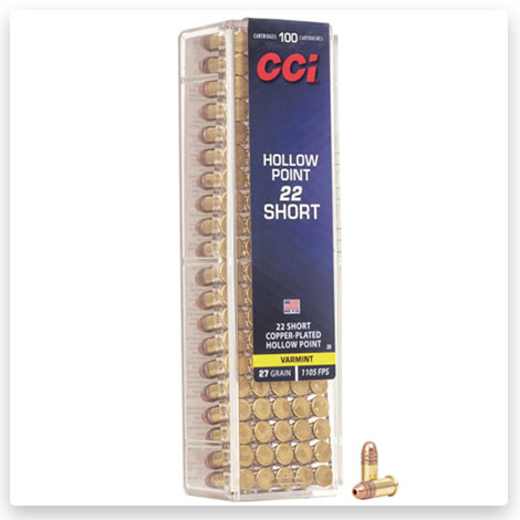 22 Short Ammo - 27 Grain Copper Plated Hollow Point - CCI Ammunition