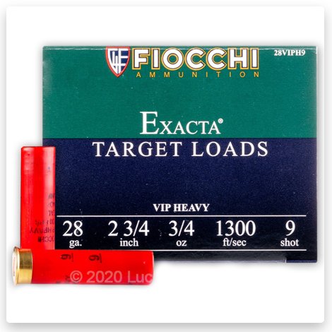 28 Gauge - 2-3/4" 3/4 oz. #9 Shot - Fiocchi Exacta Target