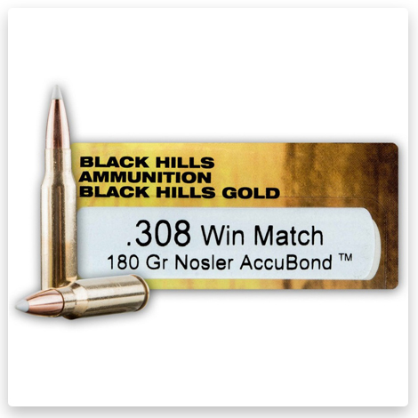 308 - 180 Grain Nosler AccuBond Ballistic Tip - Black Hills Gold