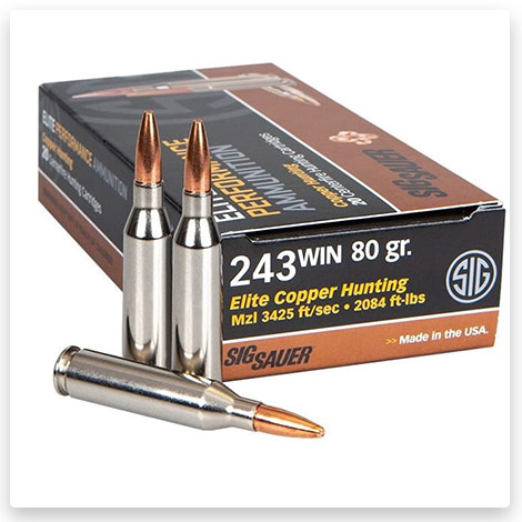 243 Winchester - 90 Grain Hunting Tipped Brass Cased - Sig Sauer