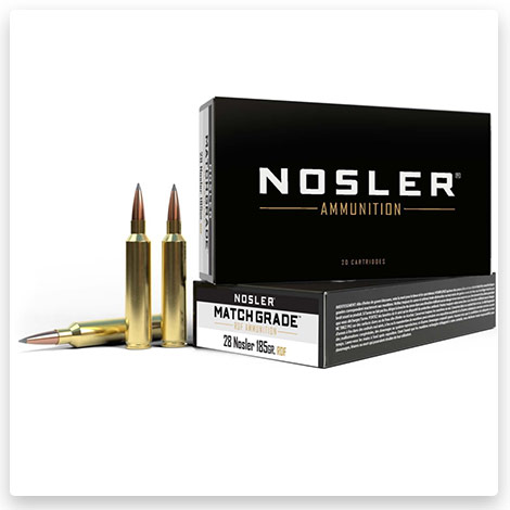 28 Nosler - 185 Grain Hollow Point Boat Tail Brass Cased - Nosler