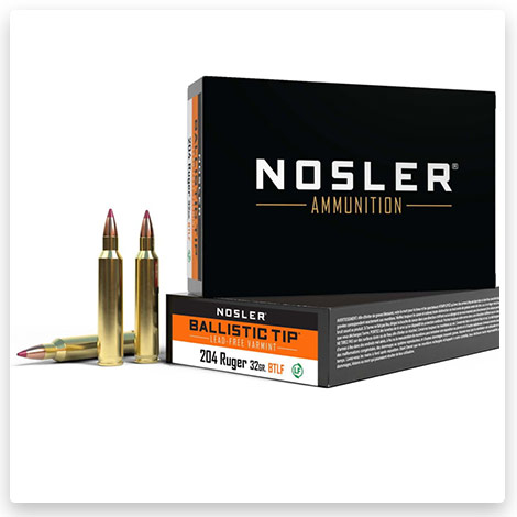 204 Ruger Ammo - 32 Grain Brass Cased - Nosler