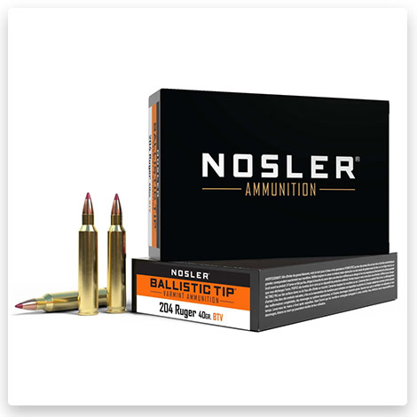 204 Ruger Ammo - 40 Grain Brass Cased - Nosler