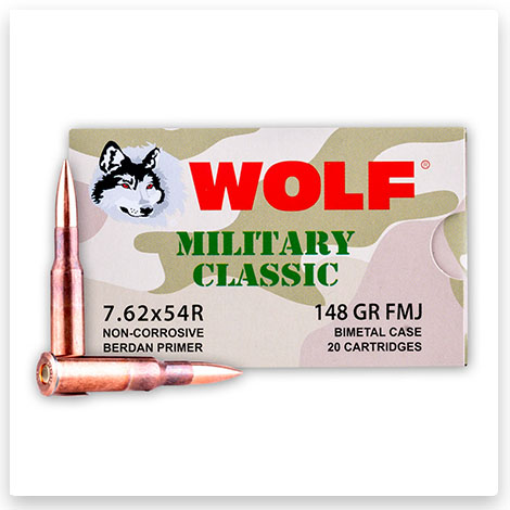 7.62x54r - 148 Grain FMJ - Wolf Military Classic