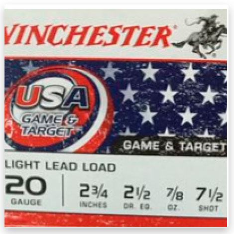 20 Gauge - 2-3/4" 7/8oz. #7.5 Shot - Winchester USA Game & Target