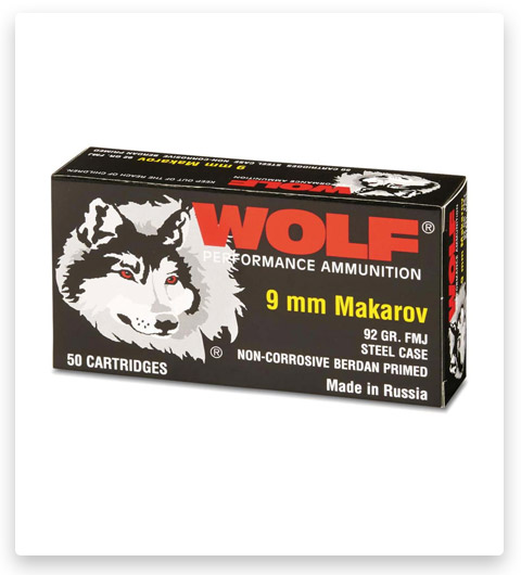 Wolf Ammo Performance 9x18mm Makarov 92 Grain FMJ 918WFMJ