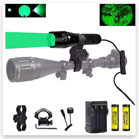 BESTSUN 350 Yards Predator Light Zoomable Tactical Hunting Led Flashlight
