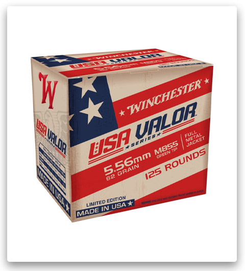 Winchester USA VALOR 5.56 Brass Centerfire Rifle Ammunition